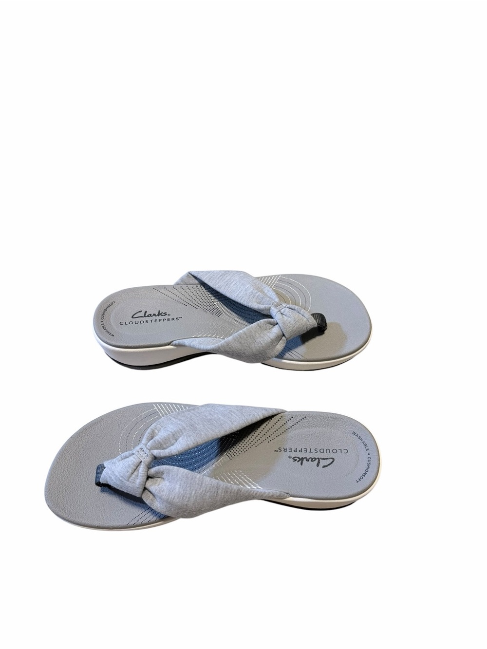 🌼🌟NIB Clarks Cloudsteppers Gray Knotted Thong Sandals - Picture 10 of 12